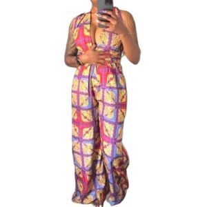 Printed wide leg jumpsuit sz Large